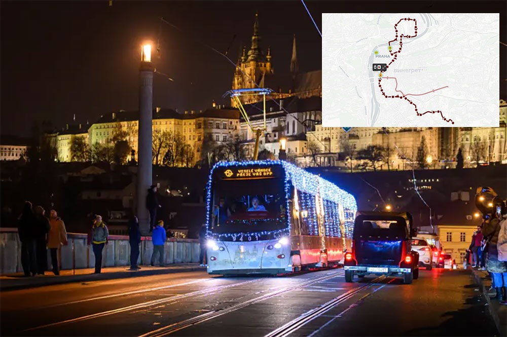 Где сейчас находятся рождественские трамваи Праги покажет онлайн-карта
