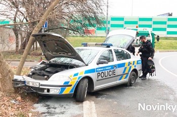 В Праге спешившие на вызов полицейские врезались в дерево
