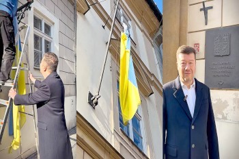 Окамура снял флаг Украины со здания парламента Чехии
