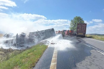 Смертельное столкновение двух фур в Чехии попало на видео